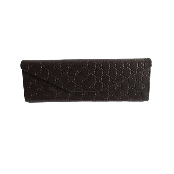*Gucci Brown Embossed GG Logo Case Eyeglasses Sunglasses Wrap-around Closure - Picture 1 of 5